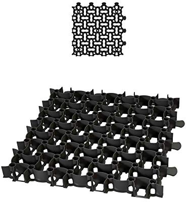 BigDean Rasengitter Paddockplatte 50x50 cm Reitplatzmatten 0,25m² schwarz | Rasenmatten Rasenwaben Kiesgitter Parkplatzrasen extrem Robust bis 16 Tonnen belastbar