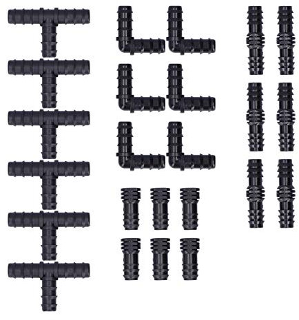 Atyhao 24 Pezzi/Set Kit di Raccordi per Irrigazione a Goccia Raccordi a Spillo per Tubi da 1/2 per Serra da Giardino