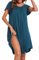 Uniexcosm Camicia da Notte Donna Cotone Corta Con Girocollo Sciolto Maniche Corte Volant Lovable Sleepwear per Casa e Casuale Blu Cobalto M