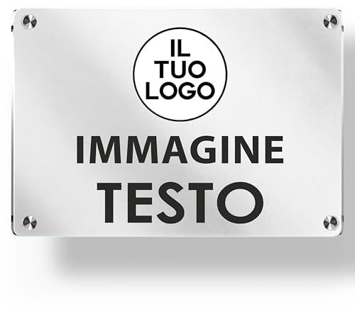 Mr Pubblicità - Targa Personalizzata Plexiglass Personalizzata, Stampata con Logo Testo o Immagine, Insegna, Cartello, Targhetta (20x15 cm)