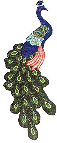 Anawakia Pfau Aufbügler Applikationen Flicken Stoff Patches Applikation Applique Bügelbild Aufnäher DIY Mode Dekoration (S 12 * 34cm)
