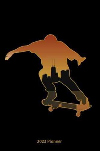 2023 Planner: Monthly And Weekly Planner 2023 with Skateboard Skyline Cover | 6x9 Inch | 130 Pages |To Do Lists | Password Tracker | Birthday Planner