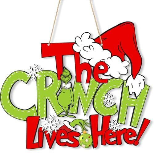 AMUHUA Christmas Sign - Wooden Door Sign Thief Decor for Holiday Xmas Door Wall Tree Decorations Indoor Outdoor - 12.5 ×10.5