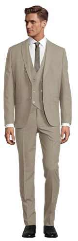 Steffen Klein Herren Anzug - Dreiteiler - Slim Fit - Größe 48 - Business Anzug mit Weste - Elastischer Komfort - Beige