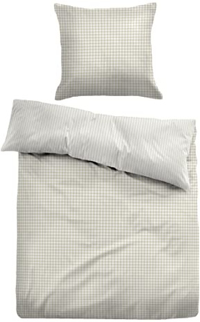 TOM TAILOR 0047696 Bettwäsche Garnitur mit Kopfkissenbezug Linon - Country 1x 155x220 cm + 1x 80x80 cm, Sand