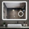 Heilmetz Bathroom Mirror with LED Lights, 800 x 600mm Bathroom Wall Mirror with Demister, Illuminated LED Mirrors with Shaver Socket and 3x Magnification, 6500k Vertical