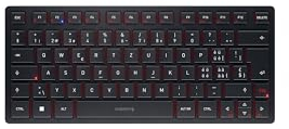 CHERRY KW 9200 MINI, Kompakte Multi-Device-Tastatur für bis zu 4 Geräte, Schweizer Layout (QWERTZ), Bluetooth, 2,4 GHz oder Kabel, Wiederaufladbar, Schwarz
