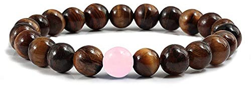 Tigerauge Stein Lava Perlen Armbänder 8 mm rosa natürlicher Vulkanstein elastischer Charme Freundschaftsarmbänder