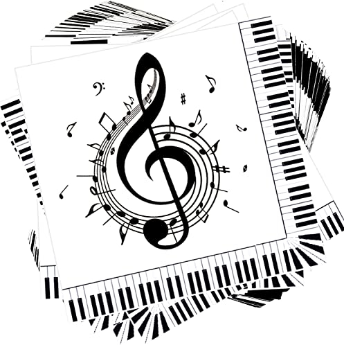 40 Stück Musiknoten-Servietten, Musiknoten, Partyzubehör, Einweg-Musik-Party-Servietten, schwarz und weiß, Mittagessen, Cocktail-Abendessen, Musik, Geburtstagsparty-Dekorationen