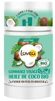 LOVEA - Gommage Visage Stick - Huile De Coco Bio - Exfolie En Douceur, Lisse & Adoucit - Tous Types de Peaux - 100% D'Origine Naturelle - Vegan - Certifié BIO - Fabriqué En France - 40 g