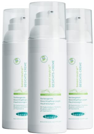 benevi Gesichts-Creme 3 x 50ml reichhaltige Pflege für empfindliche und irritierte Haut - zur Pflege der trockenen und zu Neurodermitis neigenden Haut - Hyaluron Panthenol Sheabutter pH-hautneutral