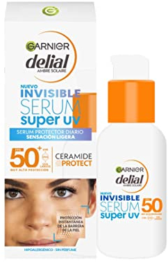 Garnier Delial Super UV Invisible Serum de Uso Diario [Ceramide Protect]. Muy Alta Protección FPS 50+. Sensación ligera. Protección instantánea de la barrera de la piel. Sin perfume. 30 ml
