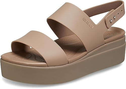 Crocs Women Sandal, Brooklyn Low Wedge, Latte/Mushroom, 2 UK Women