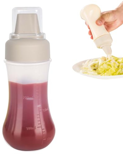 Squeeze Bottle Cocina, 280ml Dispensadores de Condimentos, Botella de Salsa con Tapas, Dispensador de Botellas de Plástico Ninguna Fuga para Condimentos, Mostaza (Weiß)
