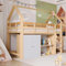 ZYLOYAL10 Kinderbett Baumhaus mit Speicherung und Rausfallschutz 90 x 200 cm, Hochbett für Kinder– 2X Lattenrost (Natur & Weiß - F)