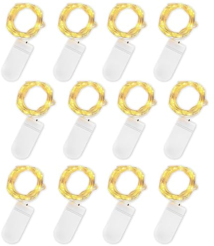 Jsdoin LED Mini Lichterkette mit Batterie, 12x20er Micro Lichterkette außen Batterie, 2M DIY kleine Lichterketten Wasserdicht für Party Hochzeit Weihnachten Beleuchtung Deko (WarmWeiß)