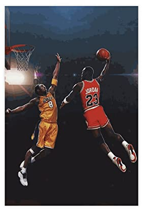 GeDiz Michael Jordan Et Kobe Bryant Basketball-Poster, Leinwandposter, Wandkunst, Dekordruck, Bild Gemälde für Wohnzimmer, Schlafzimmer, Dekoration, ungerahmt, 30 x 45 cm