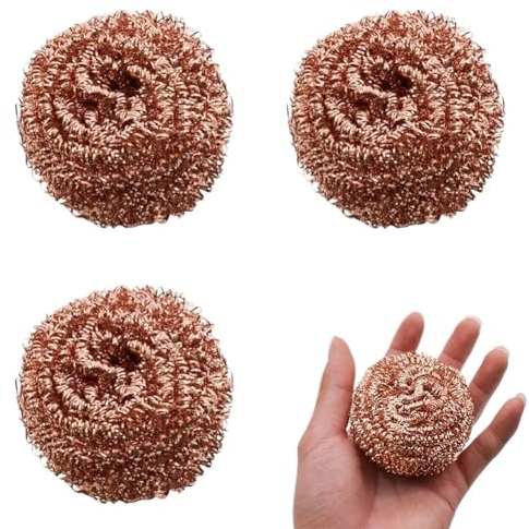 HUFFA Estropajo Recubierto de Cobre, Bola Limpia de Alambre de Cobre, Suministros de Cocina, Cepillo de Limpieza for Estufa, ollas, sartenes, artefacto de Limpieza rápida, 6 uds.