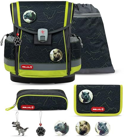 Belmil Classy Plus Schulranzen Set 6-teilig mit extra Schlüsselanhänger (405-78/AG/SK) (Mountain Lime)