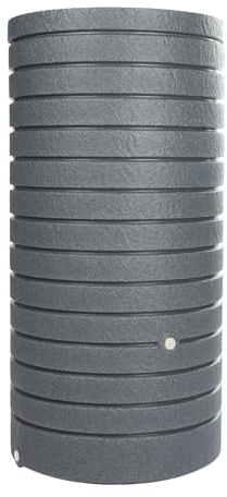 FLORANTIA Regentonne anthrazit Regenwassertank Aversa 270 Liter aus UV- und witterungsbeständigem Material. Regenfass BZW. Regenwassertonne mit kindersicherem Deckel und Messinganschlüssen
