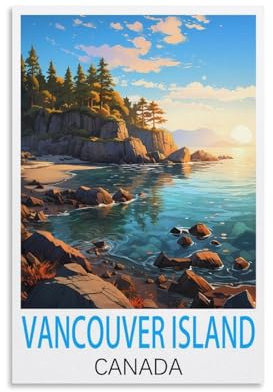 Vancouver Island Kanada Vintage-Reiseposter 40 x 60 cm, Leinwand-Kunst, Wandbild, Gemälde, Dekoration, Wohnzimmer, Schlafzimmer, Dekoration