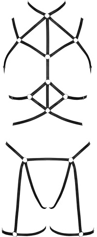 Cottelli Lingerie Harness-Set, Schwarz, S-L