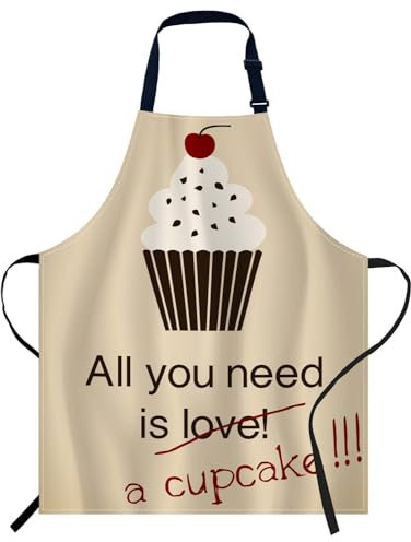 Smooffly Alles, was Sie brauchen, ist eine Cupcake-Schürze, verstellbare Lätzchen, Kochschürze, Unisex, Damen und Herren, Schürzen, perfekt für Zuhause, Küche, Backen, Gartenarbeit, Restaurant,