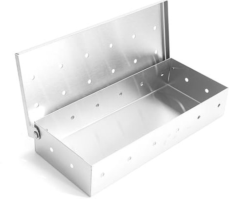 GIONAR BBQ Smoker Box, Premium Stainless Steel BBQ Smoker Box, Gas BBQ Accessories, Compatible with Electric, and Charcoal Grills for Grill Enthusiasts, Silver