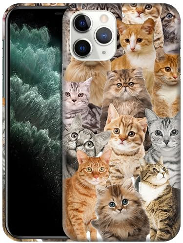 GlamCase for iPhone 11 Pro, iPhone 11 Pro Case - Cat collage Design Printed Slim & Sleek Cute Plastic Hard Snap on Protective Designer Back Phone Case/Cover for iPhone 11 Pro