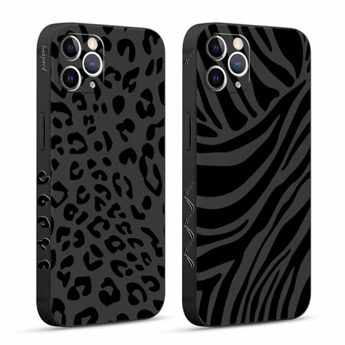 Pnakqil 2 Stück Handyhülle für iPhone 11 Pro 5,8 Hülle, Wildes Zebra Leopard Bemaltes Muster Case Silikon Weiche für Mädchen Modische TPU Dünn Stoßfeste Kameratasche Tasche Schutzhülle