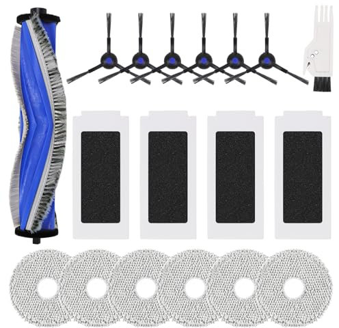 T30 Zubehör Ersatz Kompatibel für ECOVACS DEEBOT T30 PRO OMNI, T30 OMNI, T30S, T30S Pro, T30S Combo Complete, T30C PRO OMNI Saugroboter, 1 Hauptbürste, 4 Filter, 6 Seitenbürsten, 6 Mopp Wischtücher