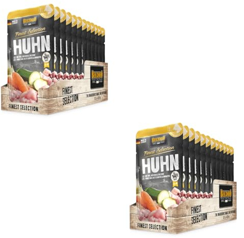 Belcando Finest Selection Adult Huhn mit Reis, Zucchini und Möhren | Doppelpack | 2 x 12 x 125 g | Feuchtnahrung für Sensible oder wählerische Hunde | Enthält kalt gepresstes Distelöl