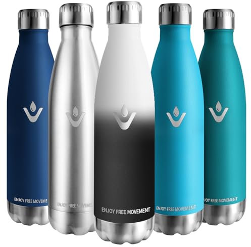 Vikaster Edelstahl Trinkflasche, 1l Thermosflasche, BPA-frei Trinkflasche, Auslaufsicher Wasserflasche für Sport, Camping, Fitness, Outdoor