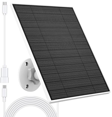Panel Solar para Cámara Exterior Eufy, Cargador de Panel Solar para Cámara de 5W Compatible con Eufycam, Suministro Continuo de Energía, Cable de Carga de 9,8 Pies, Resistente al Agua IP65