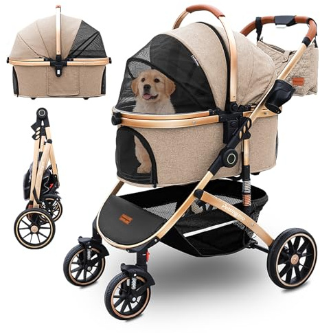 Pettingzoo Dog Stroller with Removable Carrier Foldable Pet Stroller,60 lbs