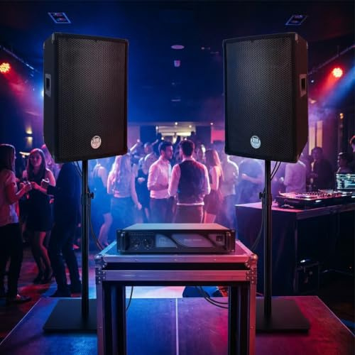 Pack Sono DJ BM Bmsonic Amplificateur BMS1000 1000W, Paire d'Enceintes Passives BMS10 2x400W, Câbles, Sonorisation Pro+Clé 32G