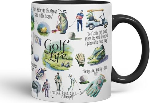 Vixar Golf Life Golfer Sport Joke sarkasm Sarcastic Ceramic Coloured Mug Cup for Tea Coffee Hot Brew 330ml 11Oz Gift (Black)