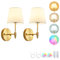 Pingxihule PXFLCRY Battery Operated Wall Sconce Set of 2,Gold Wireless Wall Light with Remote Control,RGB Dimmable 15 Colors,Rechargeable Bulbs Cordless Lamp for Indoor Bedroom Bathroom Living Room