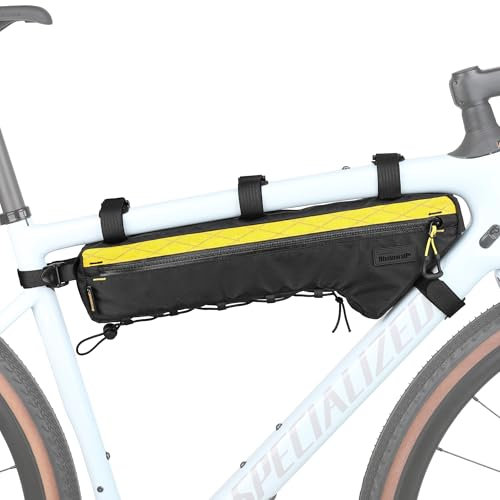 Rhinowalk Fahrradtasche, Fahrradrahmentasche, wasserdichte Fahrrad-Dreieckstasche, Fahrradtasche unter dem Schlauch, professionelles Fahrradzubehör 2,4L (L),Gelb+Schwarz