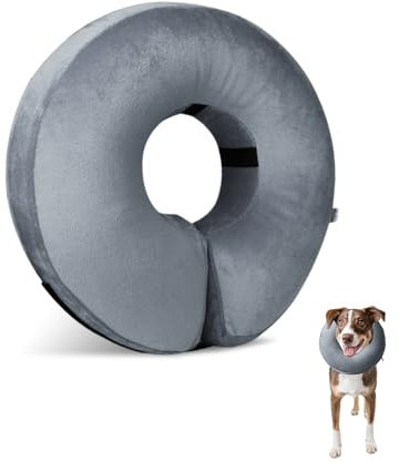 YZROHYI Collare Protettivo Gonfiabile per Cani,Collare Morbido Gatto,Ciambella per Cani Regolabile,Collare Recupero Graffi,Collare Ortopedico Cane,Collare Post Intervento Per Gatti Operazion-S