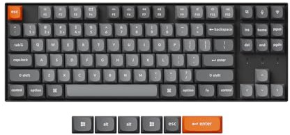 Keychron K8 Max QMK - Teclado mecánico inalámbrico personalizado, RGB intercambiable en caliente TKL 80% diseño Bluetooth 5.1/2.4G/USB-C programable, teclado para juegos NKRO Super Brown Switch para