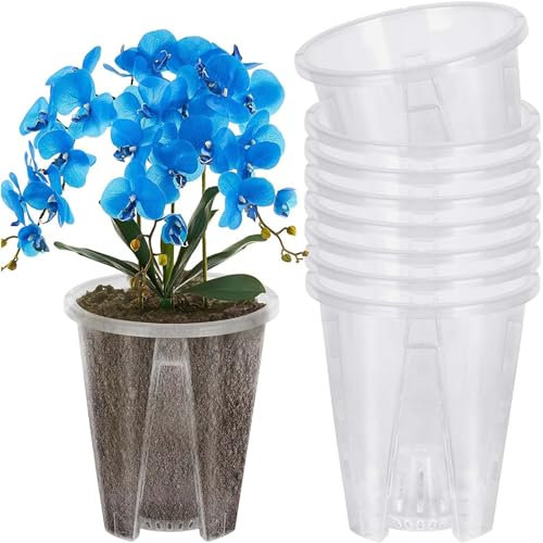 Générique Pot Orchidée Transparent 20 Pièces Pot Orchidee avec Trous De Drainage Et Soucoupes Pot Plastique Plante pour Orchidée Jardin Balcon Extérieur,20pcs,12cm