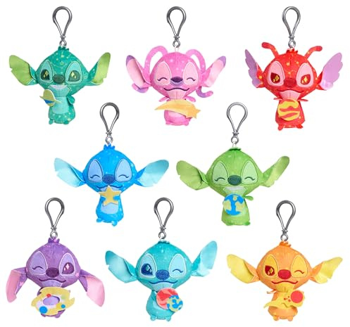 Just Play Disney Stitch Attachmeez - Caja ciega coleccionable para colgar libros, teléfonos, tazas y más, desembala, fija y exhibe, para niños, fans y coleccionistas