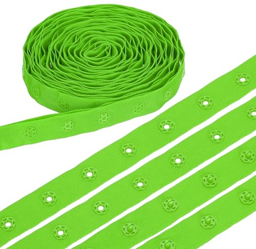 sourcing map 8 Yard Snap Button Tape, Polyester Plastic Snap Button Trim, Sewing Press Stud Ribbon Replacement for DIY Craft Clothes Fabric Sewing, Bright Green