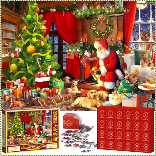 ZLPBAO Puzzle Adventskalender 2025, Puzzle Weihnachten-24 Boxen à 1008 Teile für Erwachsene und Kinder ab 14 Jahren, Adventskalender Weihnachts Deko Innen