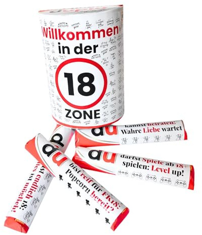 18. Geburtstag – Duplo Aufkleber Set (20 Banderolen + 2 Box Sticker) personalisiert – Perfekt als DIY-Geschenk, Partydeko oder kreative Überraschung für Volljährige, Freunde und Familie