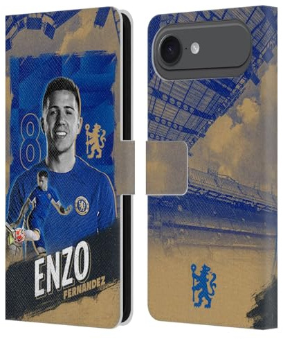 Head Case Designs Offizielle Chelsea Football Club Enzo Fernández 2023/24 Erstes Team Leder-Wallet-Hülle Kompatibel mit Apple iPhone 17 Air