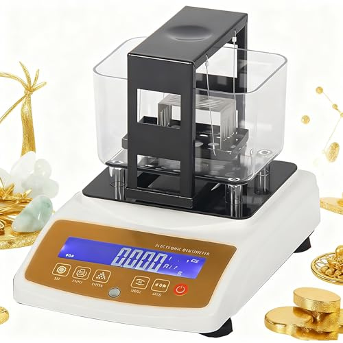 BrightFootBook Tester per Oro E Argento, Tester di Purezza Dell'oro con Precisione di 0,001 G/Cm³ per Oro, Platino, Palladio, Tester per Metalli Preziosi per Gioielli/Banco dei Pegni 200/0.001g