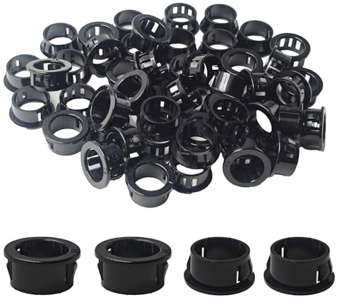 AUXBC 50PCS Black Snap Bushing Grommet 3/4(19mm) Mounting Diameter, Nylon Cable Hole Grommets for Electrical Wiring, Snap-in Locking Wire Cord Hose Tubing Protectors