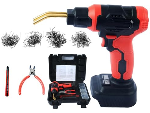 Kabelloses Kunststoff-Schweißgerät 20V 20W | Kunststoff Reparaturset mit 4 Schweißklammern | 10 s Aufheizen bis 600°C | Plastic Welding Gun für Kunststoffreparaturen an Stoßstange & Innenverkleidung